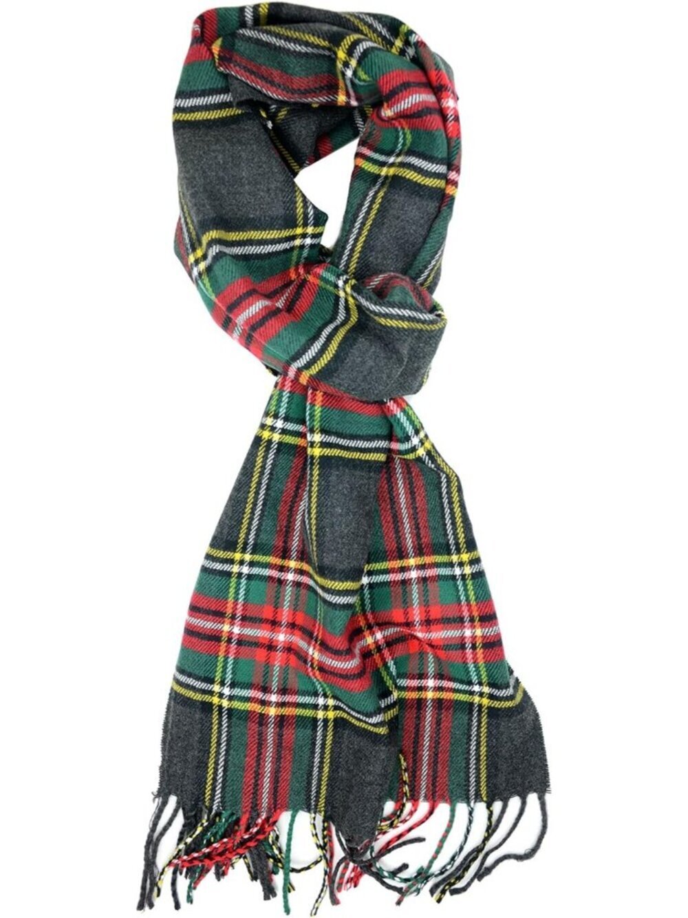 Unisex Charcoal Tartan Plaid Feather Super Soft Luxurious Cashmere Scarf